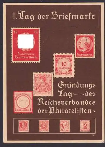 Deutsches Reich Privatganzsache Philatelie 1. Tag der Briefmarke Gründungstag