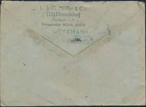 Alliierte Besetzung Brief Zehnfachfrankatur MIF 943a+947 Düsseldorf