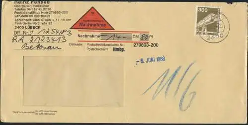 Bund Brief per Nachnahme 1138 Industrie & Technik Lübeck K2 6.6.1983
