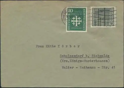 Bund Brief MIF 235+248 Lübeck nach Schulzendorf 19.12.1956