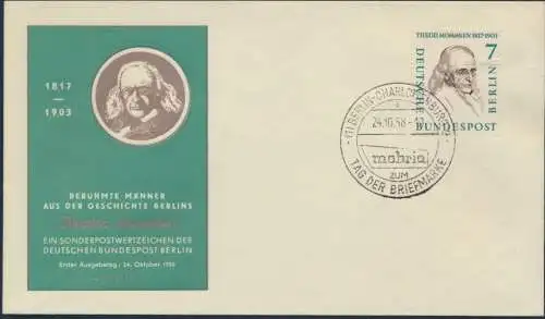 Philatelie Berlin Brief 163 SST Mobria Tag der Briefmarke Ausstellung Mommsen