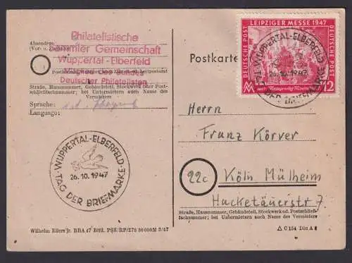 Briefmarken All. Besetzung Gemeinschaft Brief 965 EF Karte SST Wuppertal