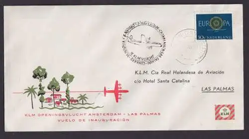 Flugpost Brief Air Mail Niederlande KLM Amsterdam LasPalmas Gran Canaria Spanien