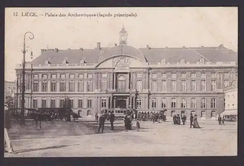 Liege Lüttich Feldpost Ansichtskarte Belgien Palais Strassenbahn Hannover