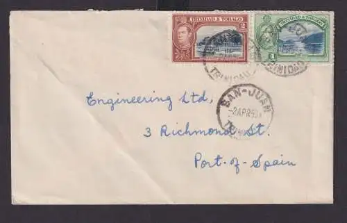 Trinidat & Tobago Brief MIF 2 + 1 cent von San Juan nach port of Spain 2.4.1953