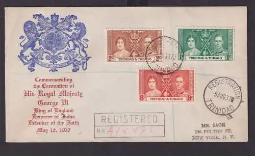 Trinidat & Tobago R Brief MIF Krönung King Georg & Queen Elisabeth New York USA