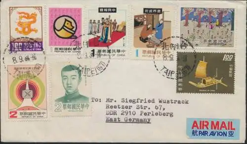 Taiwan Brief Luftpost 940+1117+1349+1384+1446+1488+1530+1562 Taipeh Perleberg