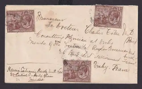 Trinidad & Tobago Britische Kolonien Brief MEF King Georg V Port of Spain nach