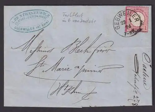 Markirch Hufeisenstempel Deutsches Reich Brustschild Brief EF 19 K1 Gebweiler