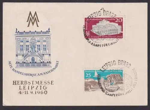 DDR Leipzig Postkarte Herbstmesse Alte Handelsbörse am Naschmarkt 1960 Wesselin