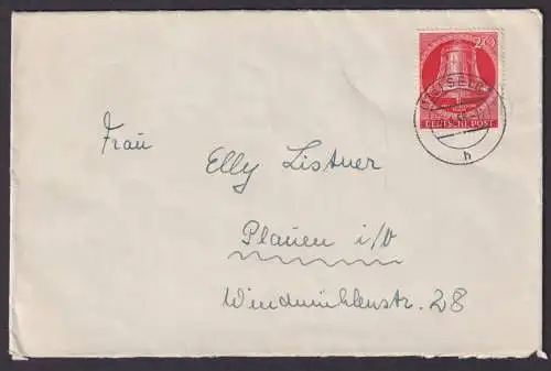 Berlin Brief EF 103 Glocke Mitte Selb Bayern Plauen 19.4.1955