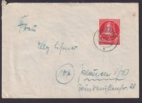 Berlin Brief EF 103 Glocke Mitte Selb Bayern Plauen 8.2.1955