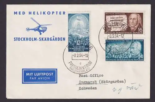 Helikopter Flugpost Brief Air Mail MED Sockhilm Skärgarden Zuleitung DDR Berlin