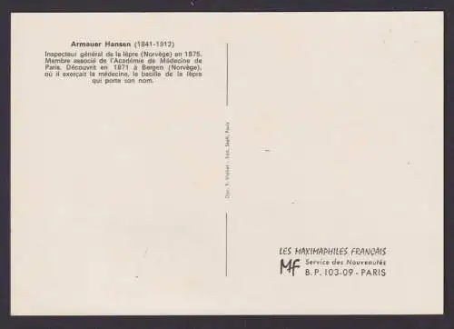 Briefmarken Frankreich 1847 Gerhard Armauer Hansen Medizin Maximumkarte MK