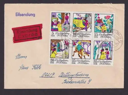 DDR Eilboten Brief 1801-1806 Märchen Schneekönigen Kleinbogen Dresden nach