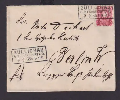 Deutsches Reich Brief EF 10 Pfg. R3 Züllichau R.B. FRANKFURT A.O. nach Berlin