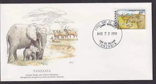 Tansania Ostafrika Fauna Antilopen und Elefanten schöner Künstler Brief