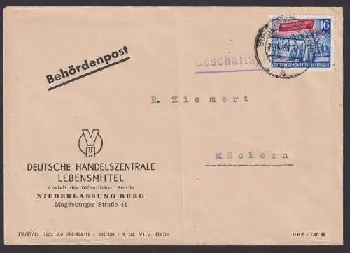 DDR Brief EF 347 Marx Behördenpost Burg Sachsen Anhalt n. Möckern