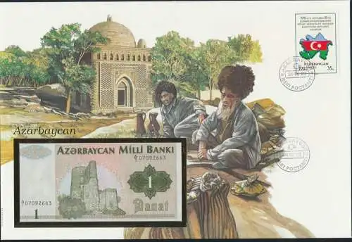 Geldschein Banknote Banknotenbrief Aserbaidschan Azarbaycan exotisches Motv