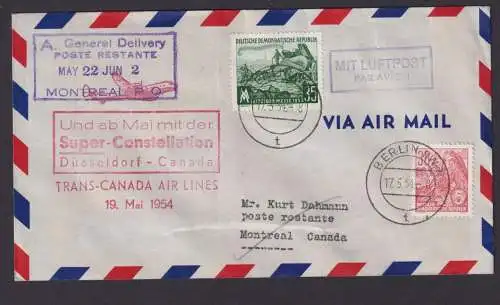 Flugpost Brief Air Mail Super Constellaition Düsseldorf Montreal Canada DDR Zu-