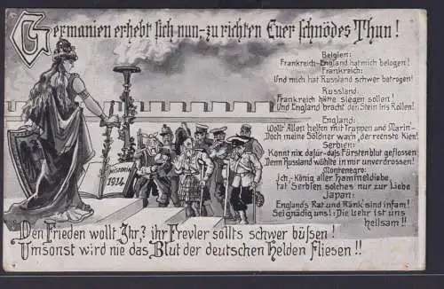 Ansichtskarte Spruchkarte Germanien erhebt sich nun... nach marktbreit Bayern