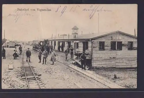 Ansichtskarte Vigneulles Frankreich Bahnhof Soldaten Feldpostkarte nach Kulmbach