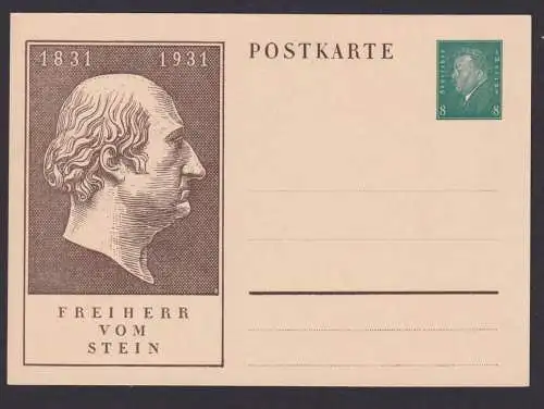 Deutsches Reich Ganzsache P 193 Ebert Reichspräsident Freiherr vom Stein 1931