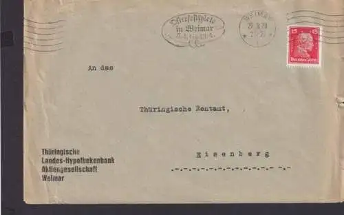 Deutsches Reich Brief Maschinen Lochung Perfin Stempel Osterfestspiele Weimar