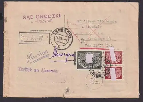 Besetzung Polen Generalgouvernement Brief Sad Grodzki Lemberg n. Lwowie Polen