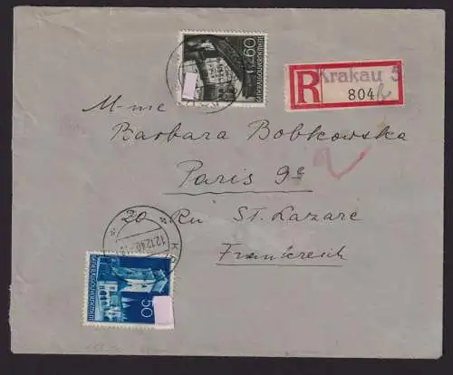 Besetzung Polen Generalgouvernement R Brief Krakau 5 Not R Zettel n. Paris