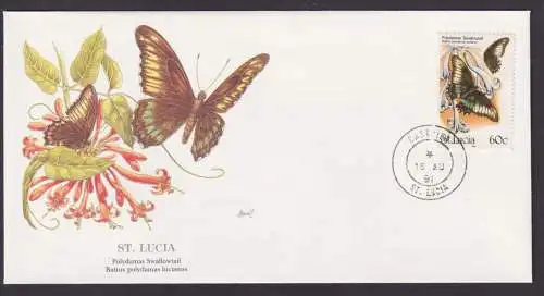 St. Lucia Karibik Fauna Polydamas Schmetterling schöner Künstler Brief