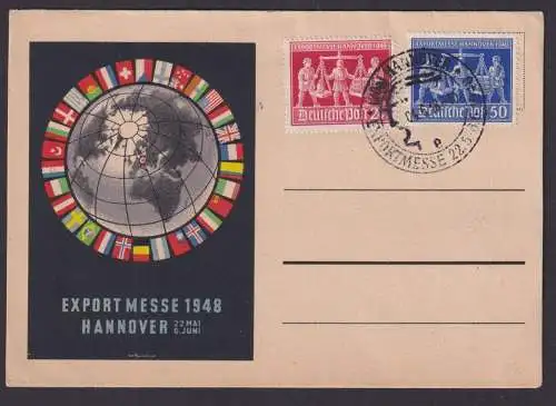 All. Besetzung 669-670 inter. Anlasskarte Exportmesse Hannover Globus Weltkugel