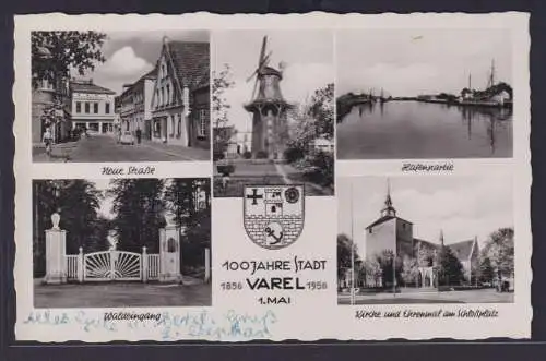Ansichtskarte Varel Niedersachsen 100 Jahre Stadt Neue Strasse Hafenpartie