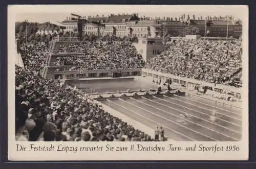 Ansichtskarte Leipzig Sachsen Feststadt II. Deutsches Turn u. Sportfest 1950