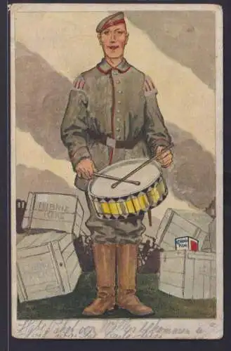 Ansichtskarte Reklame Leibniz Keks Künstlerkarte Soldat m.Trommel Feldpostkarte