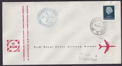 Flugpost Brief Air Mail KLM Amsterdam Niederlande Amman Jordanien 28.4.1960