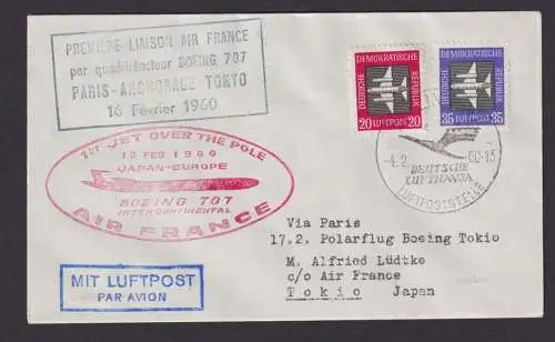 Flugpost Brief Air Mail Air France Frankreich Erstflug Paris Anchorage Tokio