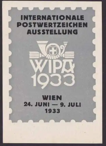 Österreich Philatelie gute Anlasskarte Wien WIPA 1933 mit guten SST Jugend
