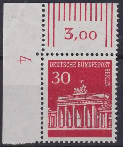 Berlin 288 DZ 4 Druckerzeichen Brandenburger Tor Bogenecke Eckrand Kat. 35,00++