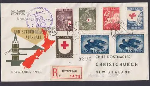 Flugpost R Brief airmail Niederlande KLM tolle Frankatur Rotes Kreuz Destination