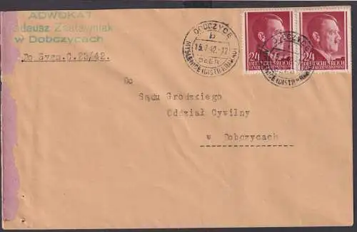 Besetzung Polen Generalgouvernement Brief MEF 24 Gr Hitler selt. Landpoststempel