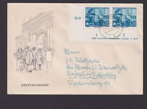 Briefmarken Druckvermerk DDR Brief Bogenecke Eckrand MEF 479 Leipzig Messe ab