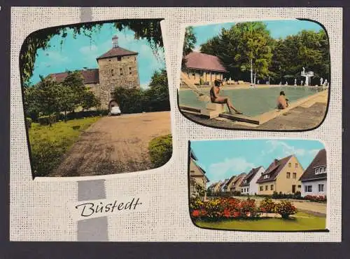 Ansichtskarte Bustedt b. Bünde Kreis Herford Wetfalen Wasserburg Freibad