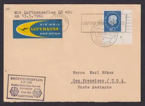 Flugpost Berlin Brief EF 185 Heuss Bogenecke Formnummer 2 Kat.Wert 300,00++