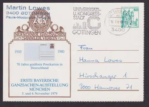 Briefmarken Bund Privatganzsache Burgen & Schlösser Göttingen 1. Bayerische