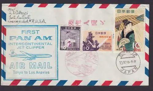 Flugpost Brief Air Mail Pan Am Jet Clipper Erstflug Tokio Japan Los Angeles USA