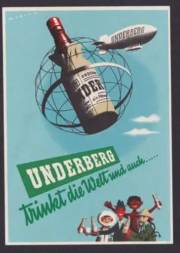 Reklame Underberg Zeppelin Sport Wintersport Flugpost Brief Air Mail Österreich