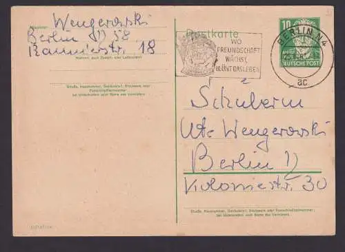 Briefmarken DDR Ganzsache P 41 II c inter. selt.Masch.St. Berlin Wo Freundschaft