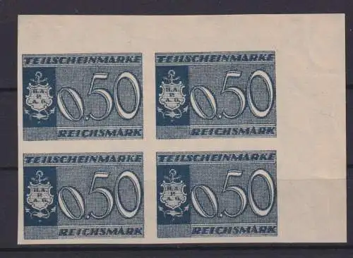 Deutsches Reich Hapag Schiffspost Teilscheinmarke 0,50 Reichsmark Bogenecke