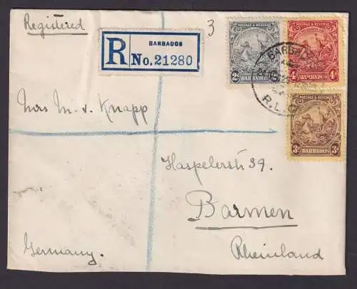 Briefmarken Barbados R Brief MIF R.L.O. Kolonialsiegel Wuppertal Barmen